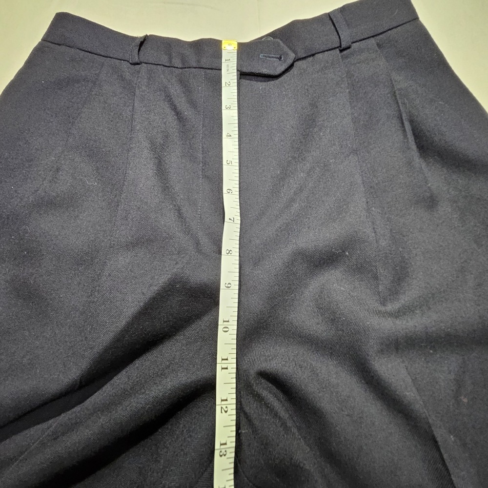 Vintage‎ Talbots Pure Wool Wide Leg Pants Womens 8 Navy Pleated Cuffed USA Made - Picture 4 of 9